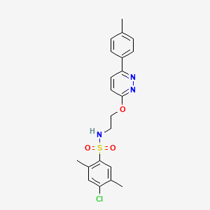 molecular formula C21H22ClN3O3S B11234432 4-chloro-2,5-dimethyl-N-(2-((6-(p-tolyl)pyridazin-3-yl)oxy)ethyl)benzenesulfonamide 