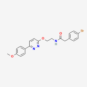 molecular formula C21H20BrN3O3 B11234437 2-(4-bromophenyl)-N-(2-((6-(4-methoxyphenyl)pyridazin-3-yl)oxy)ethyl)acetamide 