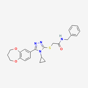 N-benzyl-2-{[4-cyclopropyl-5-(3,4-dihydro-2H-1,5-benzodioxepin-7-yl)-4H-1,2,4-triazol-3-yl]sulfanyl}acetamide