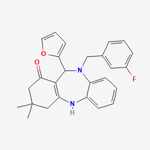 10-(3-fluorobenzyl)-11-(furan-2-yl)-3,3-dimethyl-2,3,4,5,10,11-hexahydro-1H-dibenzo[b,e][1,4]diazepin-1-one