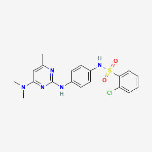 molecular formula C19H20ClN5O2S B11234540 2-chloro-N-(4-((4-(dimethylamino)-6-methylpyrimidin-2-yl)amino)phenyl)benzenesulfonamide 