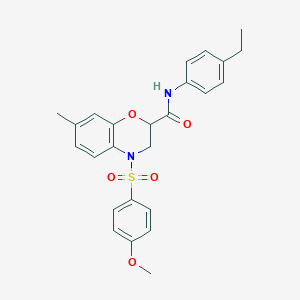 N-(4-ethylphenyl)-4-[(4-methoxyphenyl)sulfonyl]-7-methyl-3,4-dihydro-2H-1,4-benzoxazine-2-carboxamide