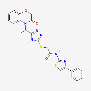 2-({4-methyl-5-[1-(3-oxo-2,3-dihydro-4H-1,4-benzoxazin-4-yl)ethyl]-4H-1,2,4-triazol-3-yl}sulfanyl)-N-(4-phenyl-1,3-thiazol-2-yl)acetamide