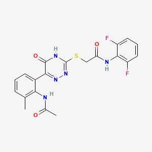 2-({6-[2-(acetylamino)-3-methylphenyl]-5-oxo-2,5-dihydro-1,2,4-triazin-3-yl}sulfanyl)-N-(2,6-difluorophenyl)acetamide