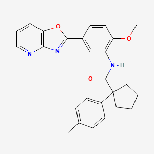 molecular formula C26H25N3O3 B11234651 N-[2-methoxy-5-([1,3]oxazolo[4,5-b]pyridin-2-yl)phenyl]-1-(4-methylphenyl)cyclopentanecarboxamide 