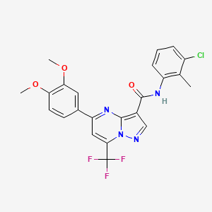 molecular formula C23H18ClF3N4O3 B11234674 N-(3-chloro-2-methylphenyl)-5-(3,4-dimethoxyphenyl)-7-(trifluoromethyl)pyrazolo[1,5-a]pyrimidine-3-carboxamide 