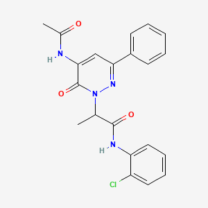 molecular formula C21H19ClN4O3 B11234709 2-[5-(acetylamino)-6-oxo-3-phenylpyridazin-1(6H)-yl]-N-(2-chlorophenyl)propanamide 