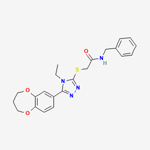 N-benzyl-2-{[5-(3,4-dihydro-2H-1,5-benzodioxepin-7-yl)-4-ethyl-4H-1,2,4-triazol-3-yl]sulfanyl}acetamide