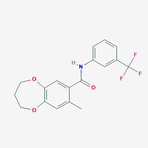 molecular formula C18H16F3NO3 B11234733 8-methyl-N-[3-(trifluoromethyl)phenyl]-3,4-dihydro-2H-1,5-benzodioxepine-7-carboxamide CAS No. 1147199-73-2