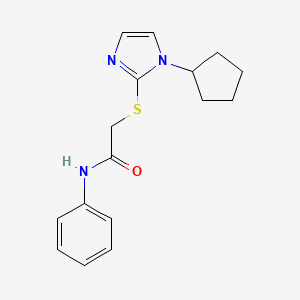 2-((1-cyclopentyl-1H-imidazol-2-yl)thio)-N-phenylacetamide