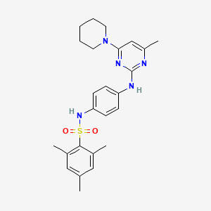 2,4,6-trimethyl-N-(4-((4-methyl-6-(piperidin-1-yl)pyrimidin-2-yl)amino)phenyl)benzenesulfonamide