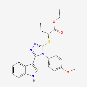 molecular formula C23H24N4O3S B11234783 ethyl 2-{[5-(1H-indol-3-yl)-4-(4-methoxyphenyl)-4H-1,2,4-triazol-3-yl]sulfanyl}butanoate 