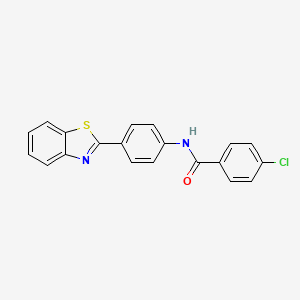 molecular formula C20H13ClN2OS B11234801 N-[4-(1,3-benzothiazol-2-yl)phenyl]-4-chlorobenzamide 