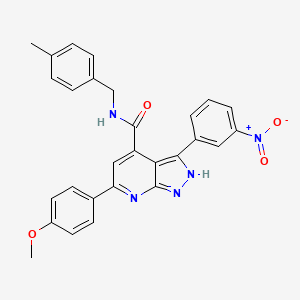 molecular formula C28H23N5O4 B11234807 6-(4-methoxyphenyl)-N-(4-methylbenzyl)-3-(3-nitrophenyl)-2H-pyrazolo[3,4-b]pyridine-4-carboxamide 