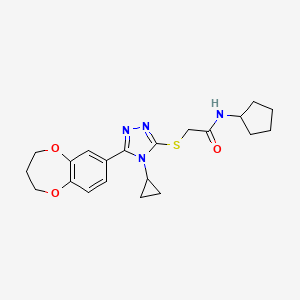 N-cyclopentyl-2-{[4-cyclopropyl-5-(3,4-dihydro-2H-1,5-benzodioxepin-7-yl)-4H-1,2,4-triazol-3-yl]sulfanyl}acetamide