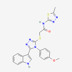 2-((5-(1H-indol-3-yl)-4-(4-methoxyphenyl)-4H-1,2,4-triazol-3-yl)thio)-N-(5-methyl-1,3,4-thiadiazol-2-yl)acetamide