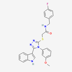 molecular formula C26H22FN5O2S B11234845 N-[(4-Fluorophenyl)methyl]-2-{[5-(1H-indol-3-YL)-4-(3-methoxyphenyl)-4H-1,2,4-triazol-3-YL]sulfanyl}acetamide 