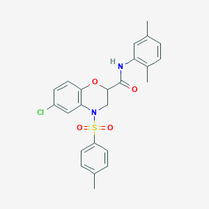 molecular formula C24H23ClN2O4S B11234848 6-chloro-N-(2,5-dimethylphenyl)-4-[(4-methylphenyl)sulfonyl]-3,4-dihydro-2H-1,4-benzoxazine-2-carboxamide 