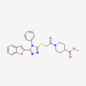 methyl 1-({[5-(1-benzofuran-2-yl)-4-phenyl-4H-1,2,4-triazol-3-yl]sulfanyl}acetyl)piperidine-4-carboxylate