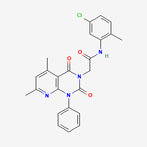 molecular formula C24H21ClN4O3 B11234982 N-(5-chloro-2-methylphenyl)-2-(5,7-dimethyl-2,4-dioxo-1-phenyl-1,4-dihydropyrido[2,3-d]pyrimidin-3(2H)-yl)acetamide 