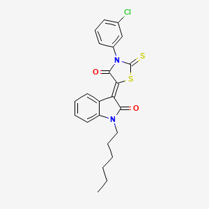 molecular formula C23H21ClN2O2S2 B11234995 3-(3-chlorophenyl)-5-(1-hexyl-2-oxo-1,2-dihydro-3H-indol-3-yliden)-2-thioxo-1,3-thiazolan-4-one 