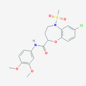 7-chloro-N-(3,4-dimethoxyphenyl)-5-(methylsulfonyl)-2,3,4,5-tetrahydro-1,5-benzoxazepine-2-carboxamide