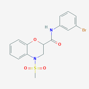 molecular formula C16H15BrN2O4S B11235009 N-(3-bromophenyl)-4-(methylsulfonyl)-3,4-dihydro-2H-1,4-benzoxazine-2-carboxamide 