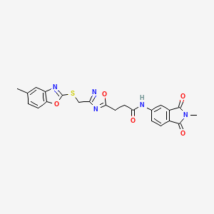 molecular formula C23H19N5O5S B11235021 3-(3-{[(5-methyl-1,3-benzoxazol-2-yl)sulfanyl]methyl}-1,2,4-oxadiazol-5-yl)-N-(2-methyl-1,3-dioxo-2,3-dihydro-1H-isoindol-5-yl)propanamide 