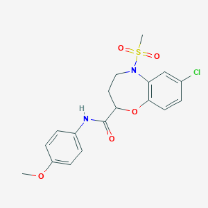 7-chloro-N-(4-methoxyphenyl)-5-(methylsulfonyl)-2,3,4,5-tetrahydro-1,5-benzoxazepine-2-carboxamide