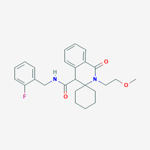 molecular formula C25H29FN2O3 B11235065 N-(2-fluorobenzyl)-2'-(2-methoxyethyl)-1'-oxo-1',4'-dihydro-2'H-spiro[cyclohexane-1,3'-isoquinoline]-4'-carboxamide 