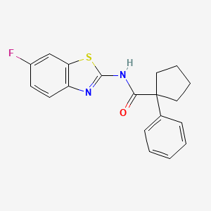 molecular formula C19H17FN2OS B11235073 N-(6-fluoro-1,3-benzothiazol-2-yl)-1-phenylcyclopentanecarboxamide 