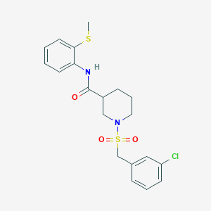 molecular formula C20H23ClN2O3S2 B11235087 1-[(3-chlorobenzyl)sulfonyl]-N-[2-(methylsulfanyl)phenyl]piperidine-3-carboxamide 