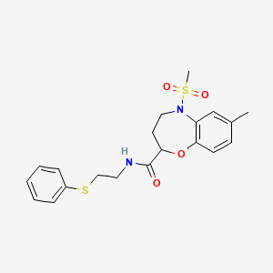 7-methyl-5-(methylsulfonyl)-N-[2-(phenylsulfanyl)ethyl]-2,3,4,5-tetrahydro-1,5-benzoxazepine-2-carboxamide