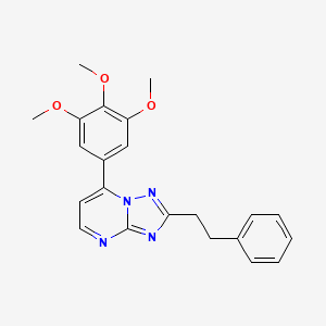 molecular formula C22H22N4O3 B11235123 2,3-Dimethoxy-5-(2-phenethyl[1,2,4]triazolo[1,5-a]pyrimidin-7-yl)phenyl methyl ether 