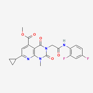 molecular formula C21H18F2N4O5 B11235130 Methyl 7-cyclopropyl-3-{2-[(2,4-difluorophenyl)amino]-2-oxoethyl}-1-methyl-2,4-dioxo-1,2,3,4-tetrahydropyrido[2,3-d]pyrimidine-5-carboxylate 