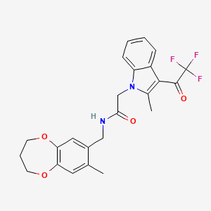 molecular formula C24H23F3N2O4 B11235137 N-[(8-methyl-3,4-dihydro-2H-1,5-benzodioxepin-7-yl)methyl]-2-[2-methyl-3-(trifluoroacetyl)-1H-indol-1-yl]acetamide 