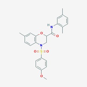 N-(2,5-dimethylphenyl)-4-[(4-methoxyphenyl)sulfonyl]-7-methyl-3,4-dihydro-2H-1,4-benzoxazine-2-carboxamide