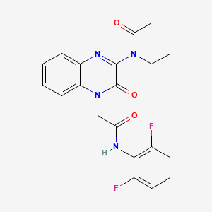 molecular formula C20H18F2N4O3 B11235151 N-(4-{2-[(2,6-difluorophenyl)amino]-2-oxoethyl}-3-oxo-3,4-dihydroquinoxalin-2-yl)-N-ethylacetamide 