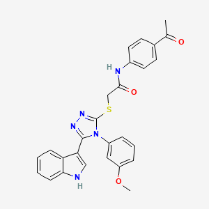 molecular formula C27H23N5O3S B11235157 2-((5-(1H-indol-3-yl)-4-(3-methoxyphenyl)-4H-1,2,4-triazol-3-yl)thio)-N-(4-acetylphenyl)acetamide 