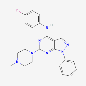 molecular formula C23H24FN7 B11235176 6-(4-ethylpiperazin-1-yl)-N-(4-fluorophenyl)-1-phenyl-1H-pyrazolo[3,4-d]pyrimidin-4-amine 