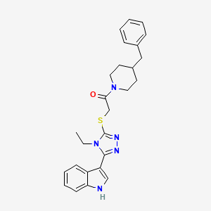 molecular formula C26H29N5OS B11235204 1-(4-benzylpiperidin-1-yl)-2-((4-ethyl-5-(1H-indol-3-yl)-4H-1,2,4-triazol-3-yl)thio)ethanone 