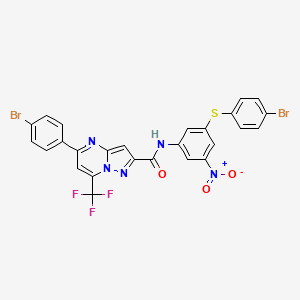 molecular formula C26H14Br2F3N5O3S B11235208 5-(4-bromophenyl)-N-{3-[(4-bromophenyl)sulfanyl]-5-nitrophenyl}-7-(trifluoromethyl)pyrazolo[1,5-a]pyrimidine-2-carboxamide 