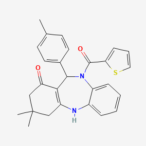 3,3-dimethyl-11-(4-methylphenyl)-10-(2-thienylcarbonyl)-3,4,10,11-tetrahydro-2H-dibenzo[b,e][1,4]diazepin-1-ol