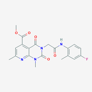 molecular formula C20H19FN4O5 B11235255 Methyl 3-{2-[(4-fluoro-2-methylphenyl)amino]-2-oxoethyl}-1,7-dimethyl-2,4-dioxo-1,2,3,4-tetrahydropyrido[2,3-d]pyrimidine-5-carboxylate 