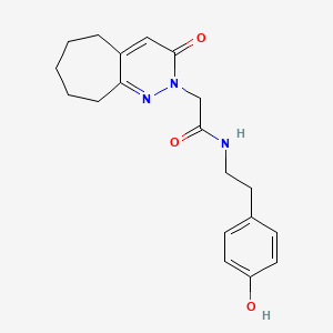 molecular formula C19H23N3O3 B11235278 N-[2-(4-hydroxyphenyl)ethyl]-2-(3-oxo-3,5,6,7,8,9-hexahydro-2H-cyclohepta[c]pyridazin-2-yl)acetamide 