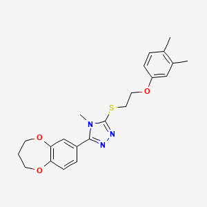 molecular formula C22H25N3O3S B11235283 3-(3,4-dihydro-2H-1,5-benzodioxepin-7-yl)-5-{[2-(3,4-dimethylphenoxy)ethyl]sulfanyl}-4-methyl-4H-1,2,4-triazole 