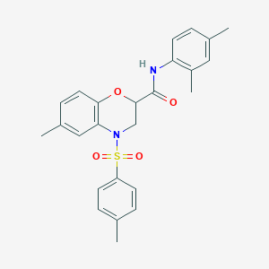 molecular formula C25H26N2O4S B11235288 N-(2,4-dimethylphenyl)-6-methyl-4-[(4-methylphenyl)sulfonyl]-3,4-dihydro-2H-1,4-benzoxazine-2-carboxamide 