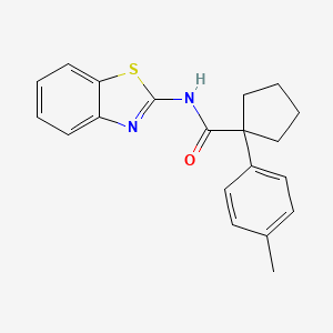 molecular formula C20H20N2OS B11235291 N-(1,3-benzothiazol-2-yl)-1-(4-methylphenyl)cyclopentanecarboxamide 