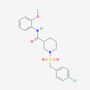 molecular formula C20H23ClN2O4S B11235293 1-[(4-chlorobenzyl)sulfonyl]-N-(2-methoxyphenyl)piperidine-3-carboxamide 