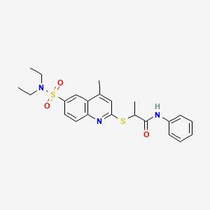 molecular formula C23H27N3O3S2 B11235296 2-{[6-(diethylsulfamoyl)-4-methylquinolin-2-yl]sulfanyl}-N-phenylpropanamide 